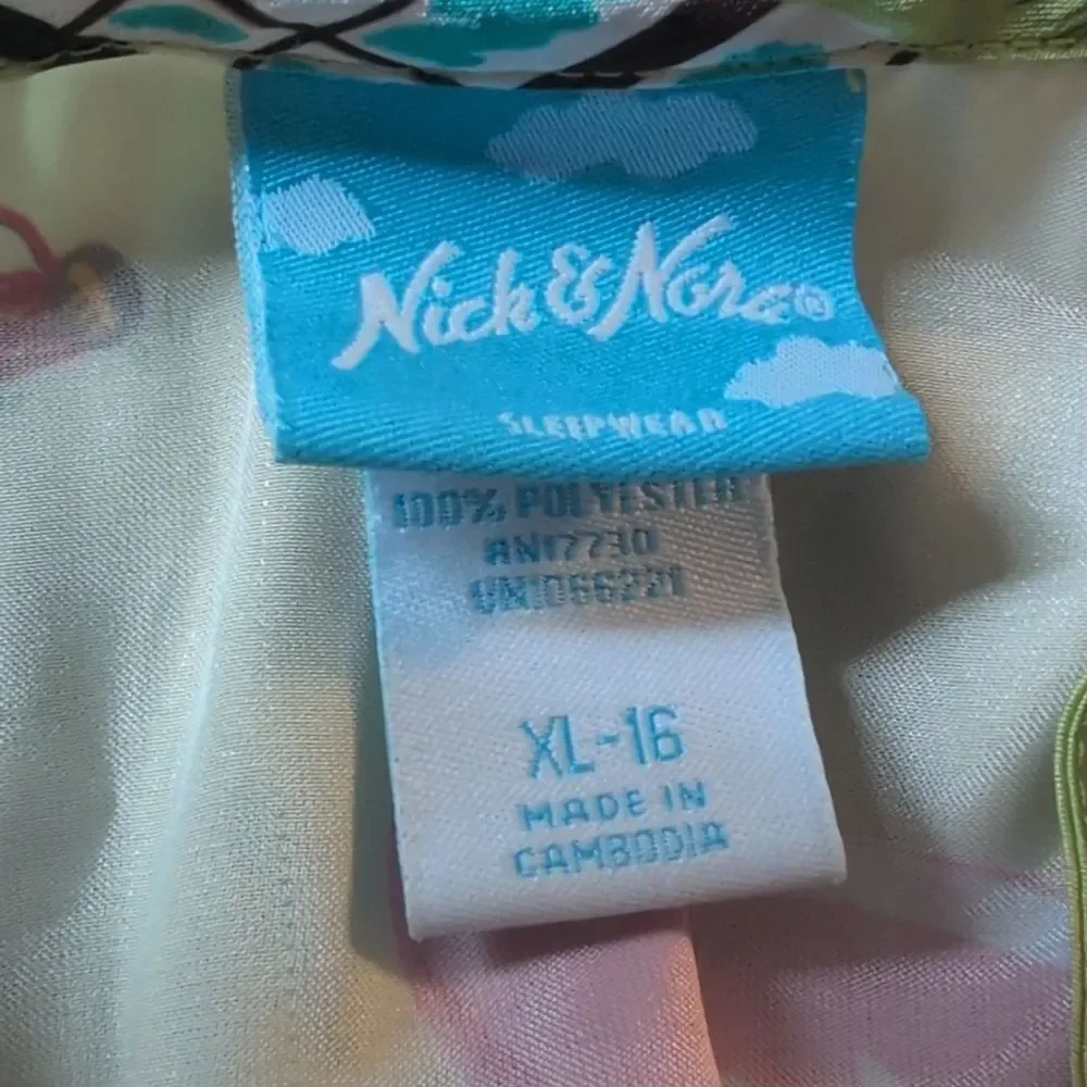 Nick & Nora Y2K satin pink flamingo PJ gown girls‎ size XL 16
